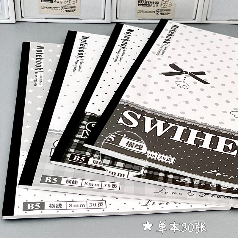 Blank Sheet Music Notebook - 4 Paket Siyah Beyaz Melek B5