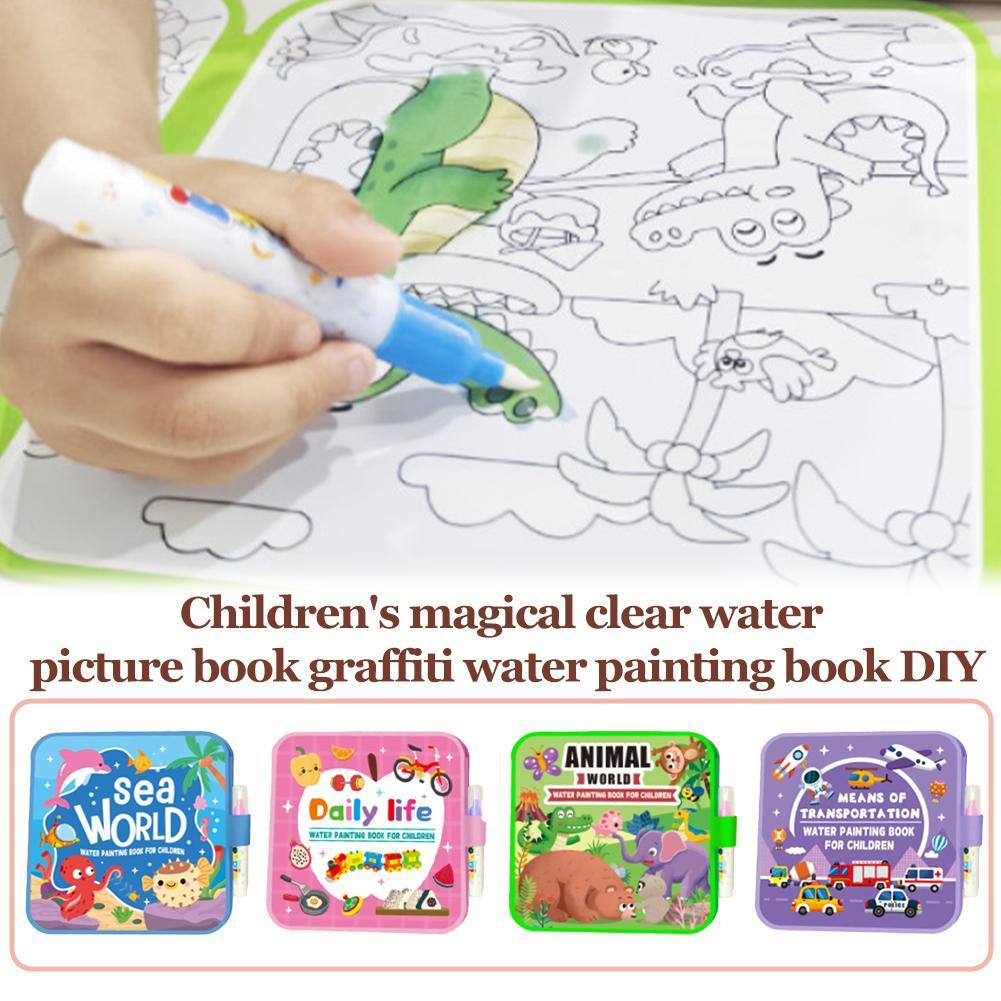 Reusable Water Magic Coloring Book - Sihirli Su Çizim Kitabı DIY Doodle