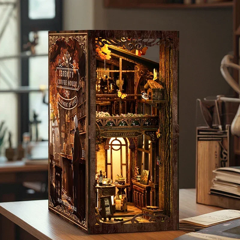 Serenity Kahve Evi Kitaplık Ev - Diy Wooden Book Nook Kit Shelf Insert incelemesi ve fiyatı