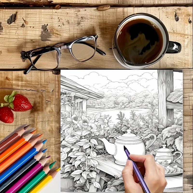 Bahçelerde Çay İçmek Yetişkinl - Adult Coloring Book Stress Relief incelemesi ve fiyatı